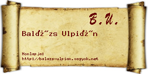 Balázs Ulpián névjegykártya