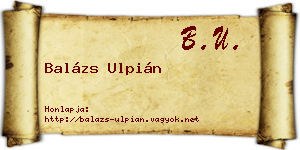 Balázs Ulpián névjegykártya
